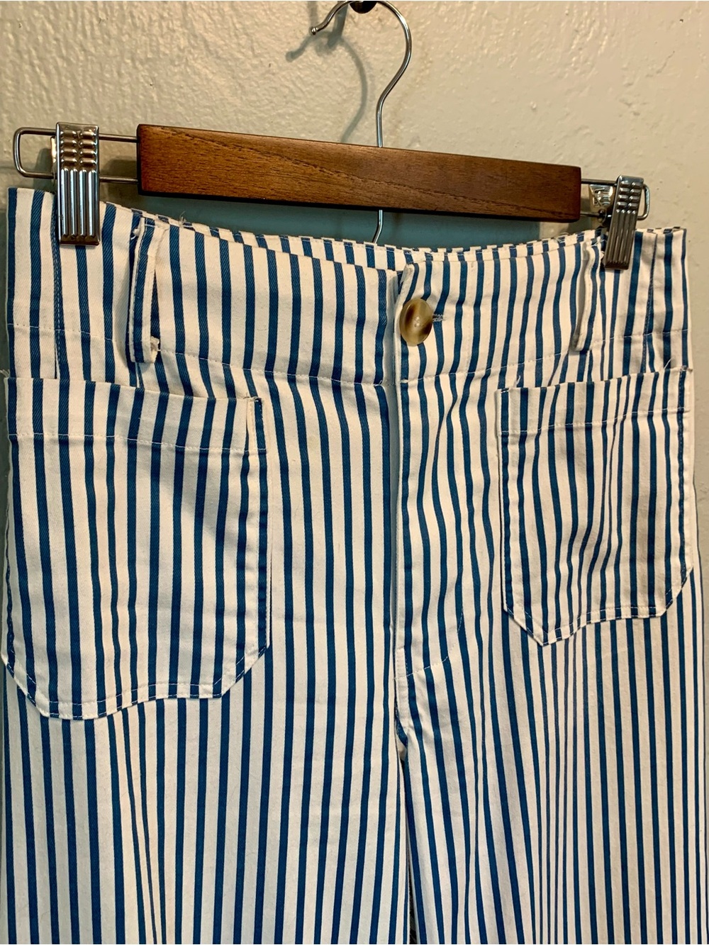 Striped Blue & White Women's Casual Pants